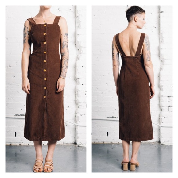 Paloma Wool Dresses & Skirts - PALOMA WOOL Brown Corduroy Midi Overall Dress